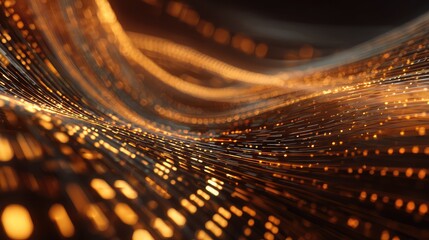 Fiber optics data stream flowing digital technology network