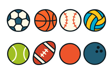 Obraz premium Colorful collection of various sports balls including soccer basketball baseball and football