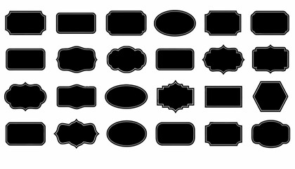 Collection of diverse black ornate and simple geometric frames