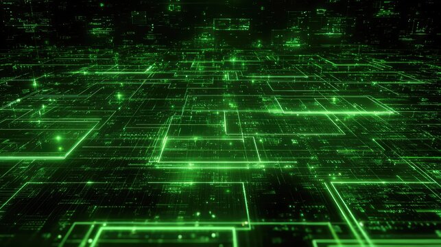Digital data network lines creating abstract circuit board pattern