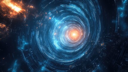 Obraz premium Abstract wormhole accelerating through digital cosmos portal