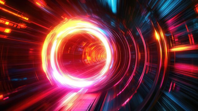 Abstract light vortex tunnel showing digital speed - Powered by Adobe