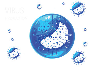 Blue Virus Protection Illustration Healthcare, Science, and Prevention Concept for Medical Designs and Graphics