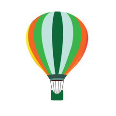 Fototapeta premium Hot air balloon isolated on white background vector illustration. Aircraft hot air ballon used to fly gas. Consists of gas burner, a shell and a basket for carrying passengers. Romantic flight travel