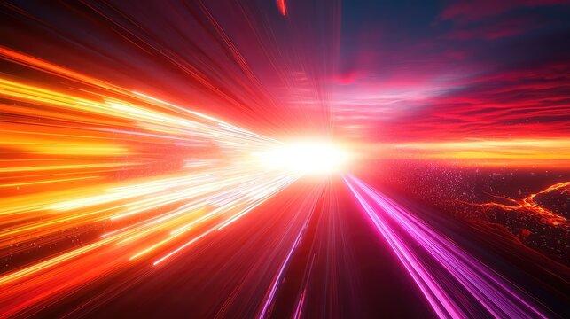 Abstract light trails creating high speed motion effect