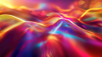 Abstract digital waves forming colorful network surface background