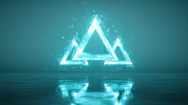 Three luminescent power nodes hovering in a geometric triangle, illustrating harmony, stability, and scientific precision.