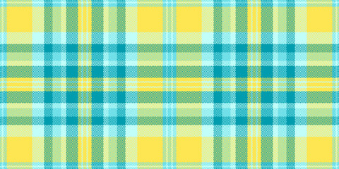 Cheerful plaid pattern featuring bright yellows, greens, and blues. Versatile textile design suitable for backgrounds, apparel, or adding a touch of colorful warmth to creative projects.