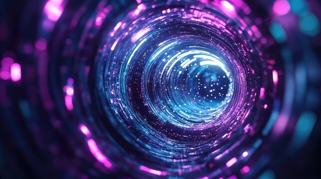 Abstract glowing tunnel exploring futuristic data transfer concept