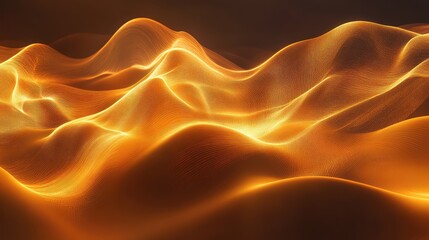 Glowing golden energy waves flowing abstract digital background