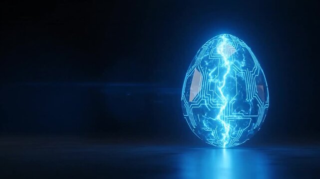 Futuristic glowing blue egg, innovation concept for Easter and tech events