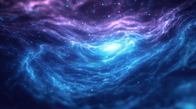 Abstract glowing cosmic waves forming energy flow
