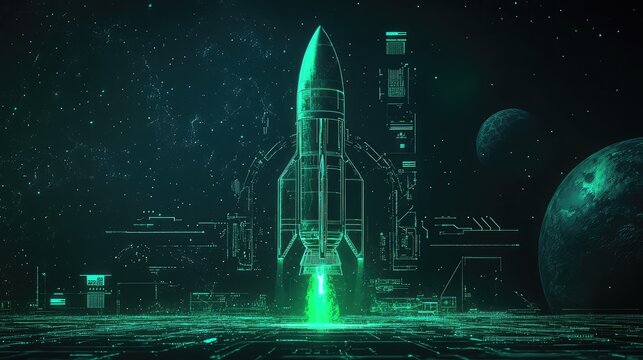 Holographic rocket launching from digital circuit blueprint