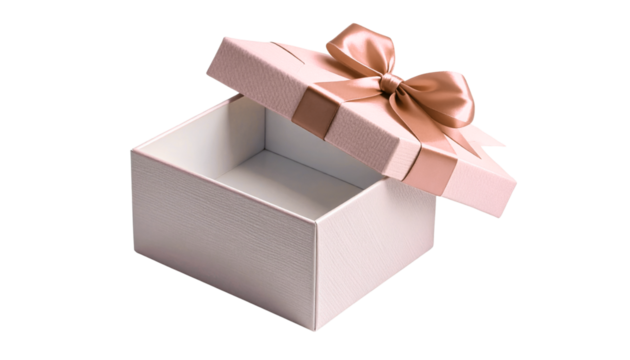  Empty Present Box with Blue Bow Top View Cutout PNG