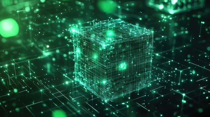 Digital data cube connecting network lines and particles