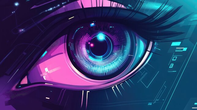 Cybernetic eye digital vision technology tracking data