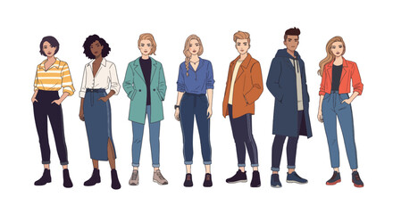 Obraz premium Diversity of Fashion A Group of Young Individuals Displaying Their Unique Styles