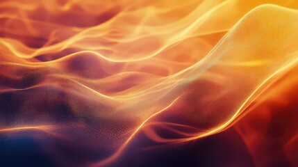 Glowing orange digital waves forming abstract mesh pattern
