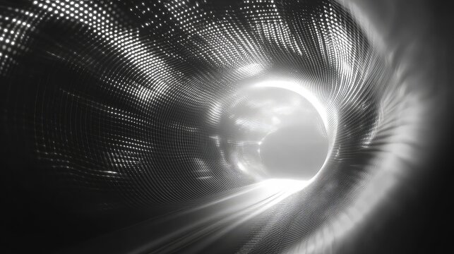 Abstract data tunnel moving through futuristic digital space