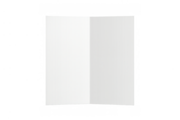 White bifold paper layout for marketing design presentation, blank folded document mockup, transparent background