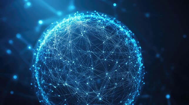 Global network connecting digital data around sphere
