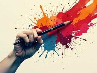 An artist holds a paintbrush, ready to create