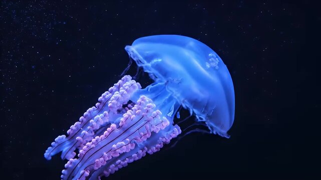 Ethereal deep-sea jellyfish glowing with soft pink light