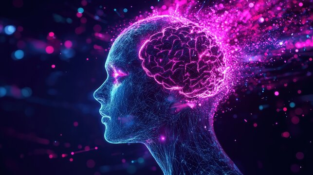 Human brain artificial intelligence developing new ideas and concepts - Powered by Adobe