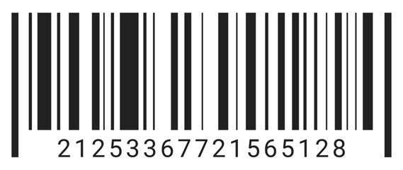 Barcode Label with 14-Digit Number Isolated on White Background