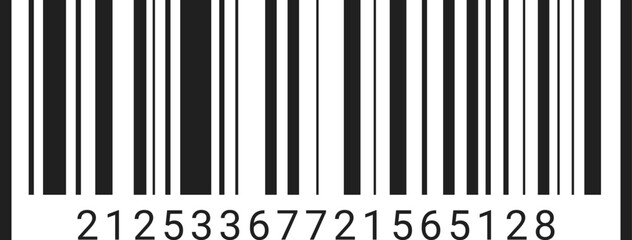 Barcode Label with 14-Digit Number Isolated on White Background