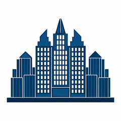 Naklejka premium Modern blue skyscraper buildings city skyline silhouette isolated on white background