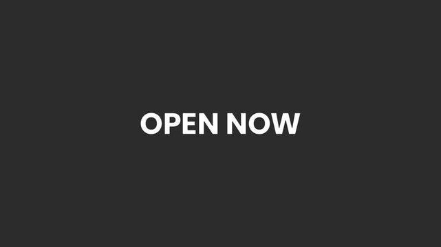 Open Now Swirly Lines Text Animation 4K &ndash; Direct CTA for Store Openings, Webinars, or Online Access