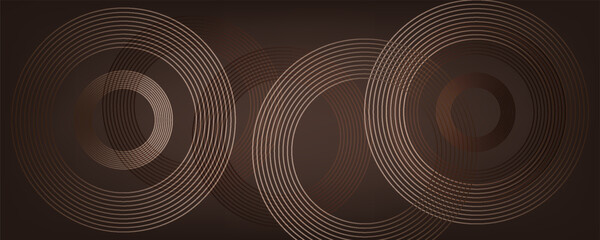Premium background design with mocha mousse line pattern (texture) in luxury pastel color. Abstract horizontal vector template for business banner.dark brown background with golden brown circles.
