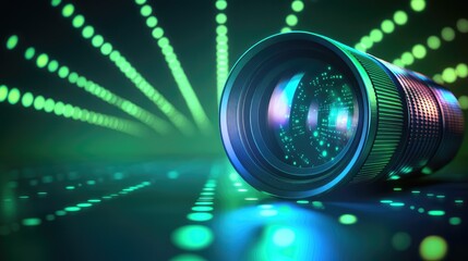 Digital camera lens representing futuristic vision and technology