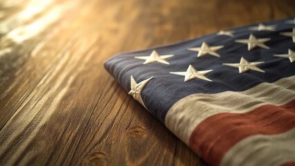 American flag detail on rustic wooden surface, patriotic background