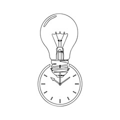 Time is money concept with lightbulb and clock isolated on idea generation time management