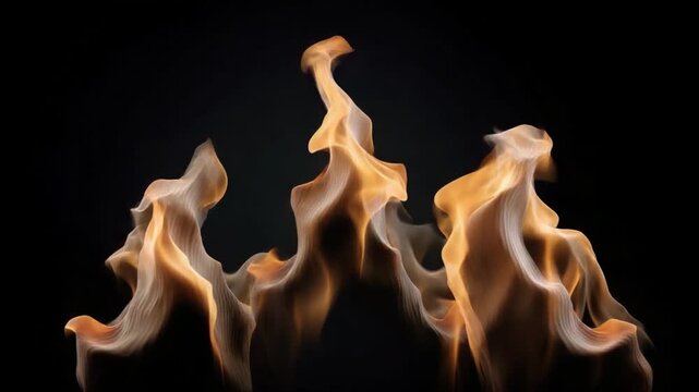 Wide panoramic flame pattern burning powerfully on black, rich textures and dynamic movement capturing raw energy