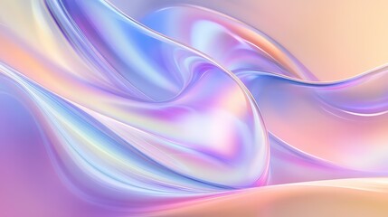 Fototapeta premium Abstract iridescent pastel waves flowing smooth holographic background