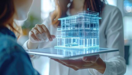 Tablet Augmented Reality Interaction | 3D Holographic Model of Building or Car.