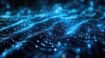 Abstract blue digital network connecting data dots