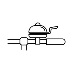 A bicycle bell on the handlebars, a classic accessory for safe cycling isolated on