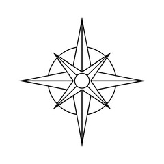 Compass rose illustration, a navigational instrument showing cardinal directions isolated on