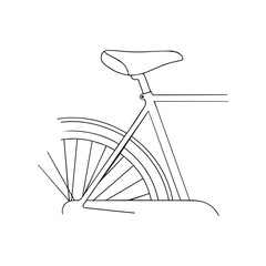 A bicycle seat and rear wheel, a comfortable and efficient way to travel isolated on