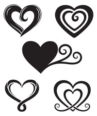 Decorative Heart Vector Icon Set for Valentine Day Designs.
