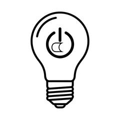 Illustration of a light bulb with a power button inside isolated on for graphic design use