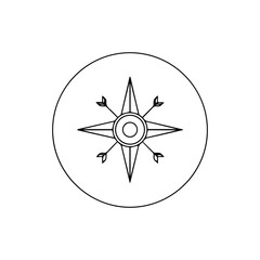 Compass rose in a circle isolated on, representing navigation, direction, and exploration