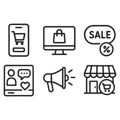 Vector illustrations of online shopping, ecommerce, sale, social media, internet marketing, online store, for graphic and web design
