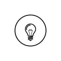 Light bulb icon in a circle isolated on, a symbol of idea, innovation and inspiration