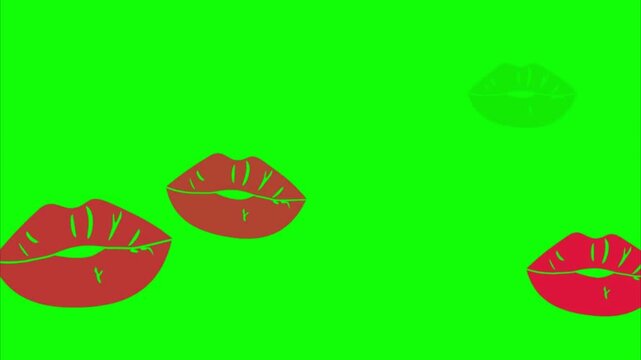 Lips Kisses Effect on Green Screen 4k Stock Video