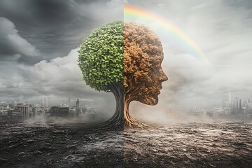 Obraz premium Environmental duality and human impact high resolution image